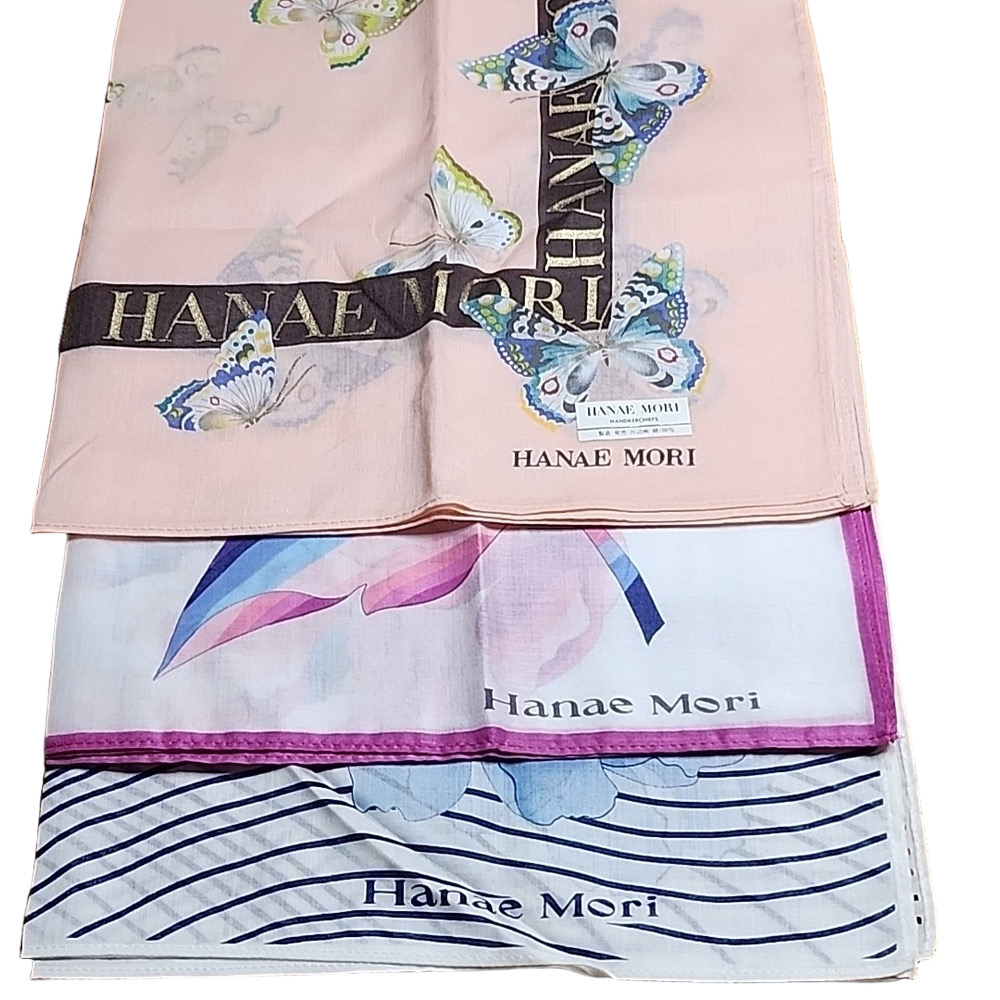 Hanae Mori Handkerchief Cotton Brandnew 3 pieces Japanese product
